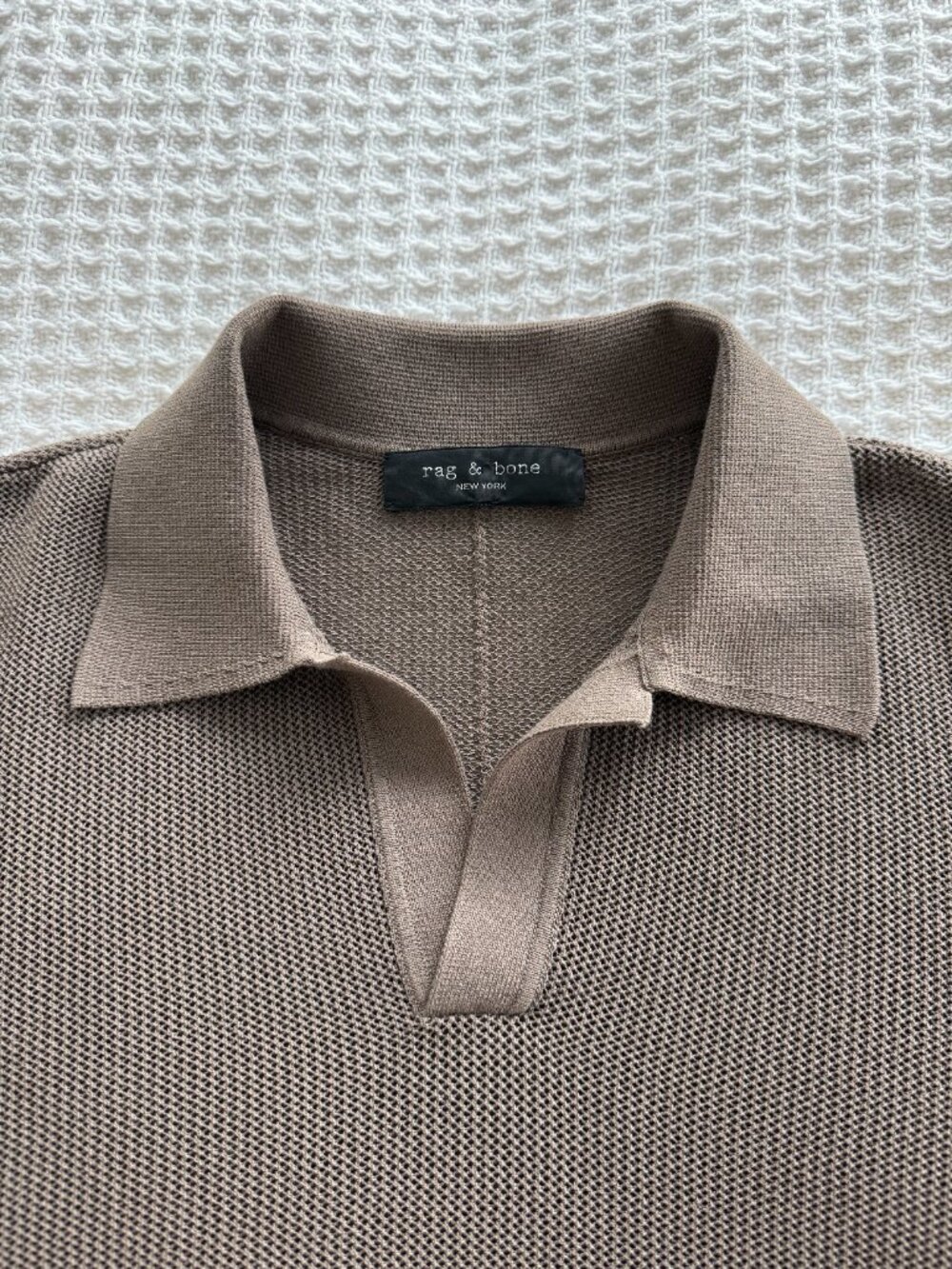 Rag & Bone - Men's Polo Shirt Size Small in Brown Mesh Knit - Picture 2 of 6